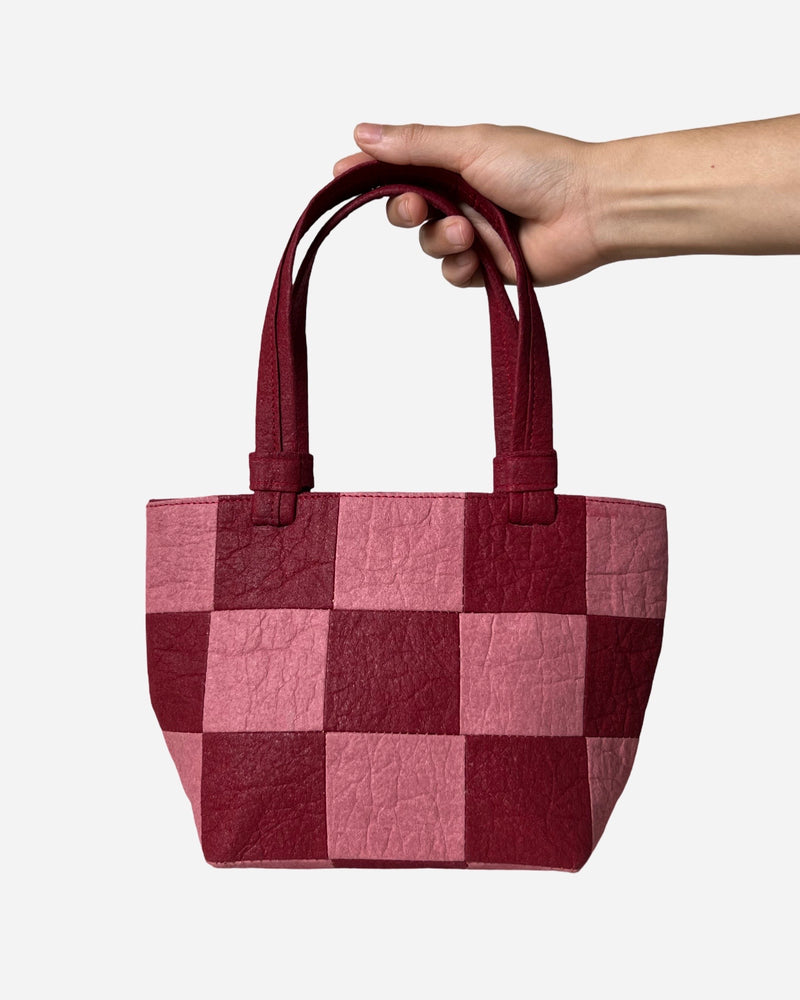 Mini Tote, Checkered Patchwork burgundy/Rose