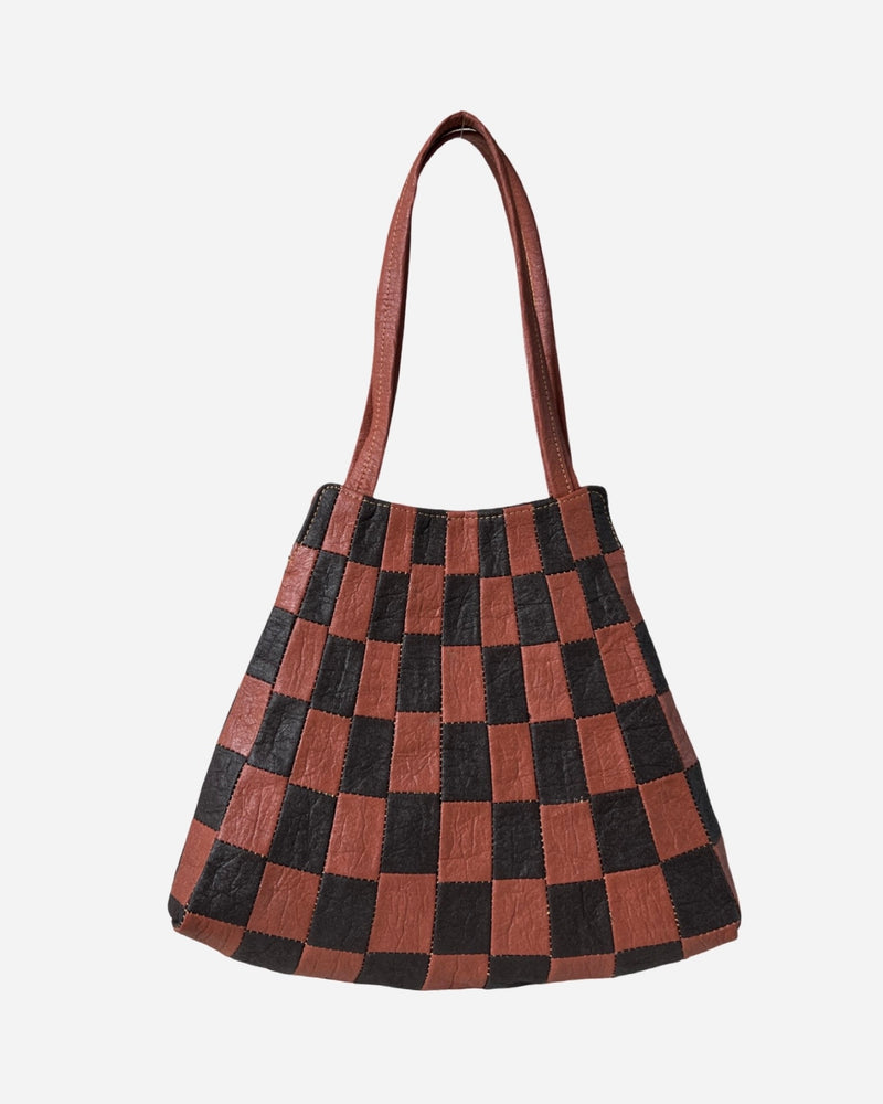 Checkered Patchwork Shopper Black/Canela