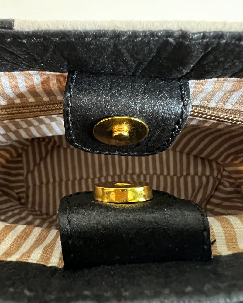 Mini Tote, Checkered Patchwork Black/Natural