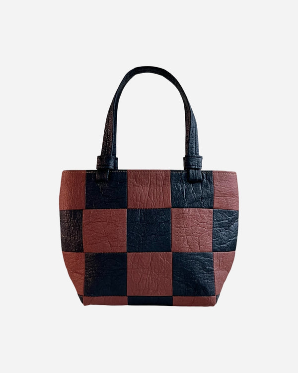 Mini Tote, Checkered Patchwork Black/Canela