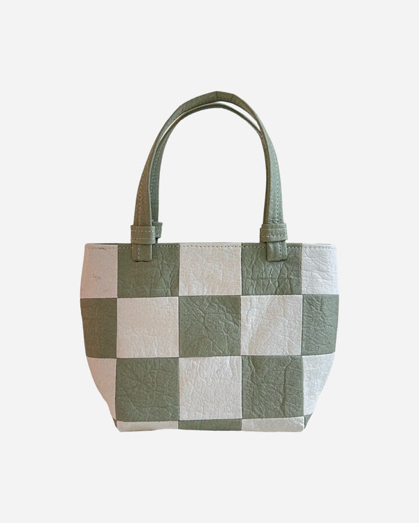 Mini Tote, Checkered Patchwork Sage/Natural
